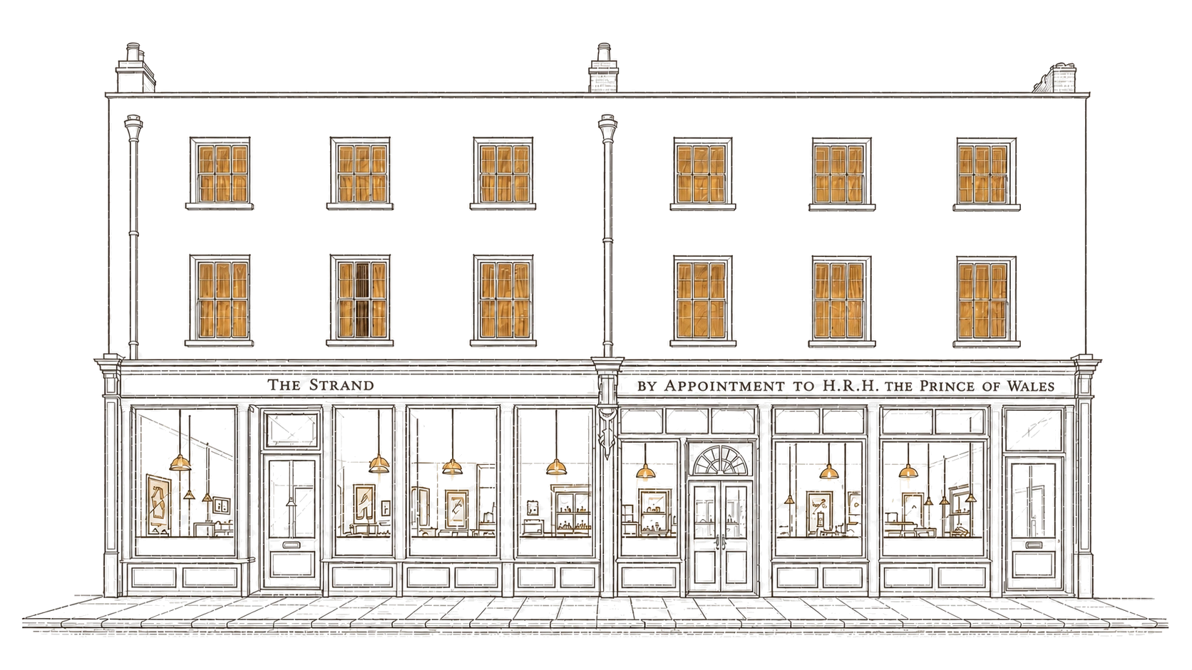 An illuminated architectural illustration of The Strand in Cheltenham